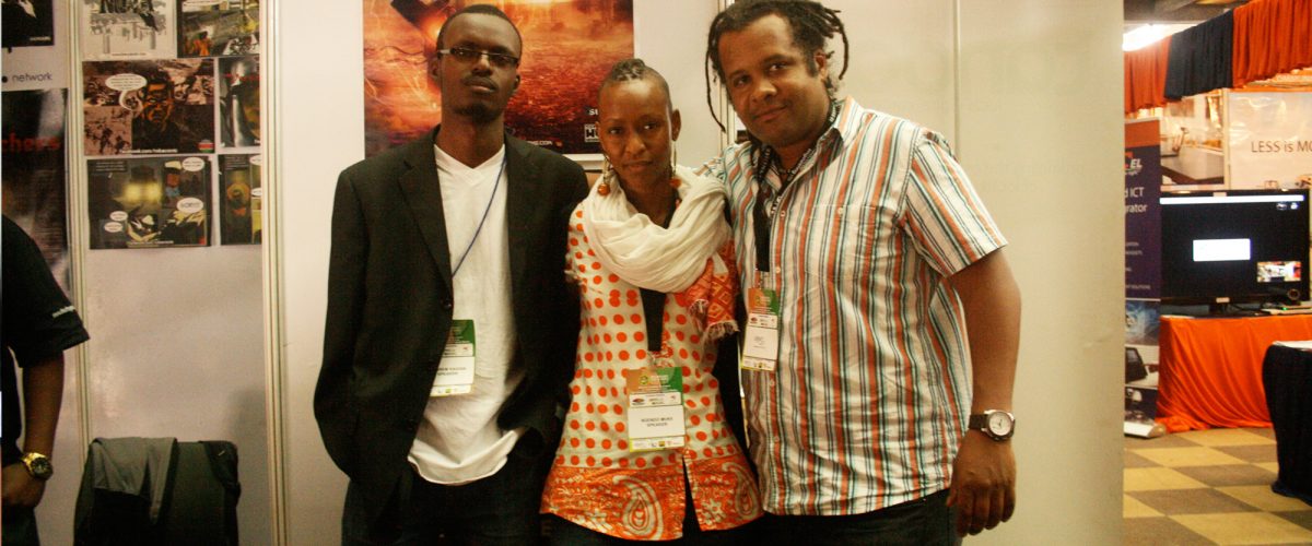Kenya Pro Animators At AITEC Media Conference, From Left to Right. Andrew Kagia, Ng'endo Mukii and Kwame Nyong'o